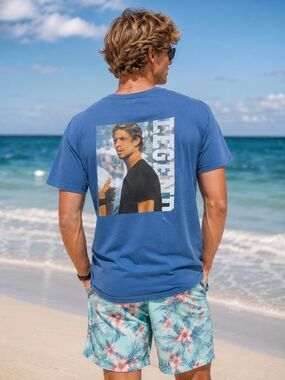 Old Row Blue Paul Walker Graphic Tee Shirt L Beachy Southern Prep Lake Weekend